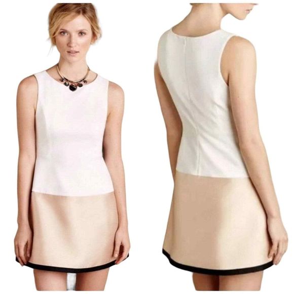 Anthropologie Dresses & Skirts - Anthropologie Maeve Multi-Color White/Beige & Black Dipped Mini Dress Size 6